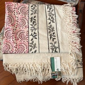 Hand block Printed table clothe, cotton, stables on Kira, airy designs tasseled